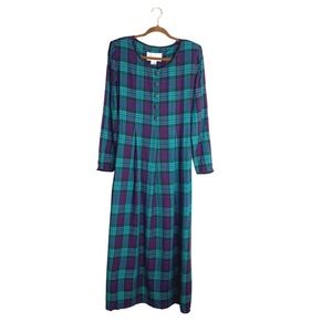 Vintage Sarah Elizabeth 90s Tartan Plaid Maxi Dress Grunge Whimsigoth Indie